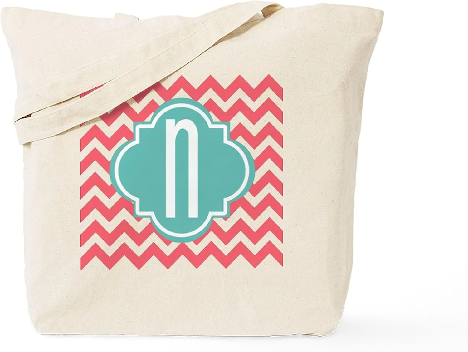 CafePress Letter N Zigzag Stripes Monogram Tote Bag Natural Canvas Tote Bag, Reusable Shopping Bag