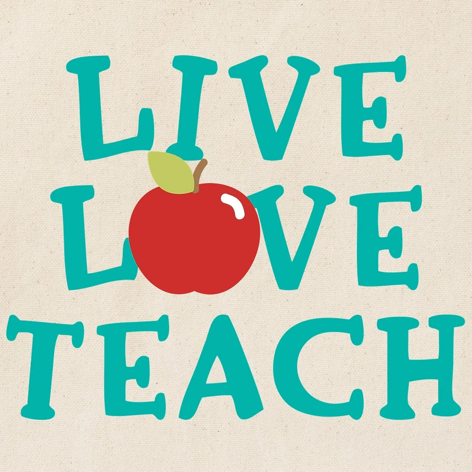 CafePress Live,Love, Teach Tote Bag Natural Canvas Tote Bag, Reusable Shopping Bag