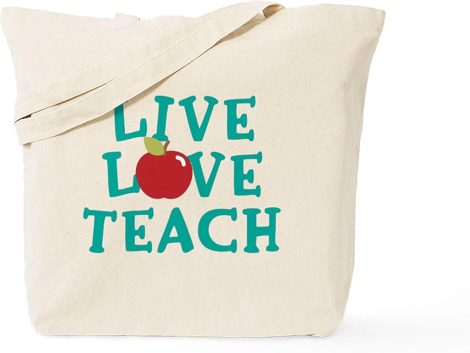 CafePress Live,Love, Teach Tote Bag Natural Canvas Tote Bag, Reusable Shopping Bag