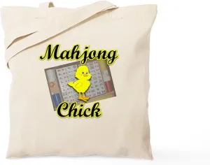 CafePress Mahjong Chick #2 Tote Bag Natural Canvas Tote Bag, Reusable Shopping Bag