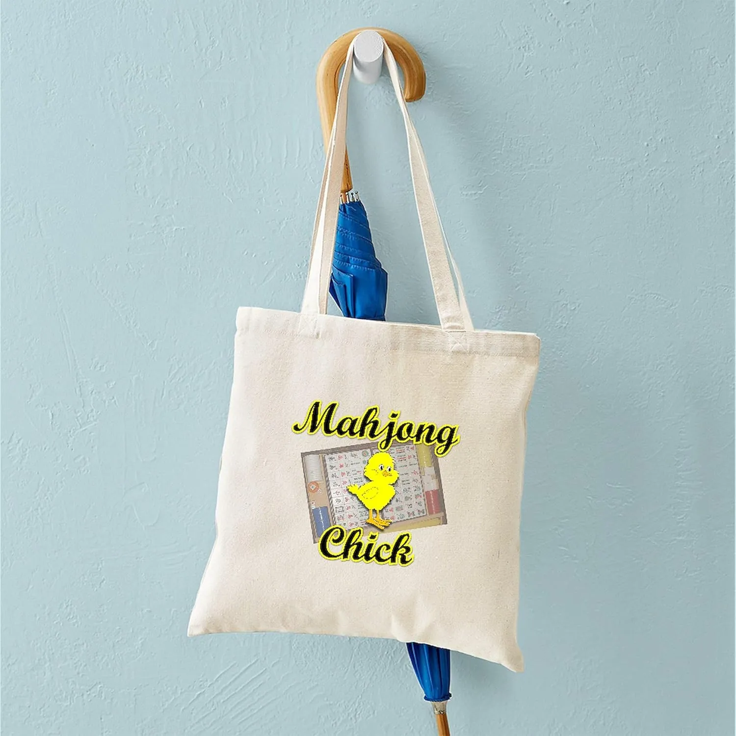 CafePress Mahjong Chick #2 Tote Bag Natural Canvas Tote Bag, Reusable Shopping Bag