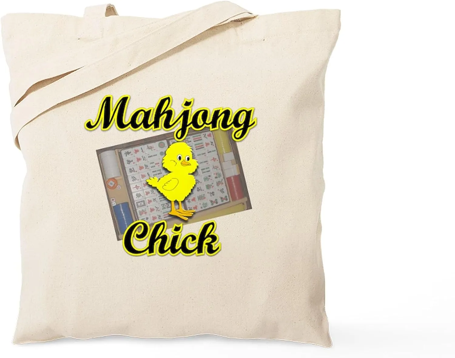 CafePress Mahjong Chick #2 Tote Bag Natural Canvas Tote Bag, Reusable Shopping Bag