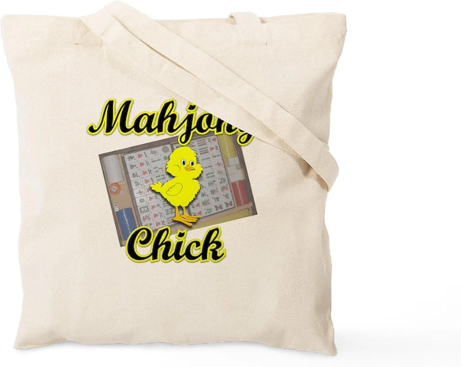 CafePress Mahjong Chick #2 Tote Bag Natural Canvas Tote Bag, Reusable Shopping Bag
