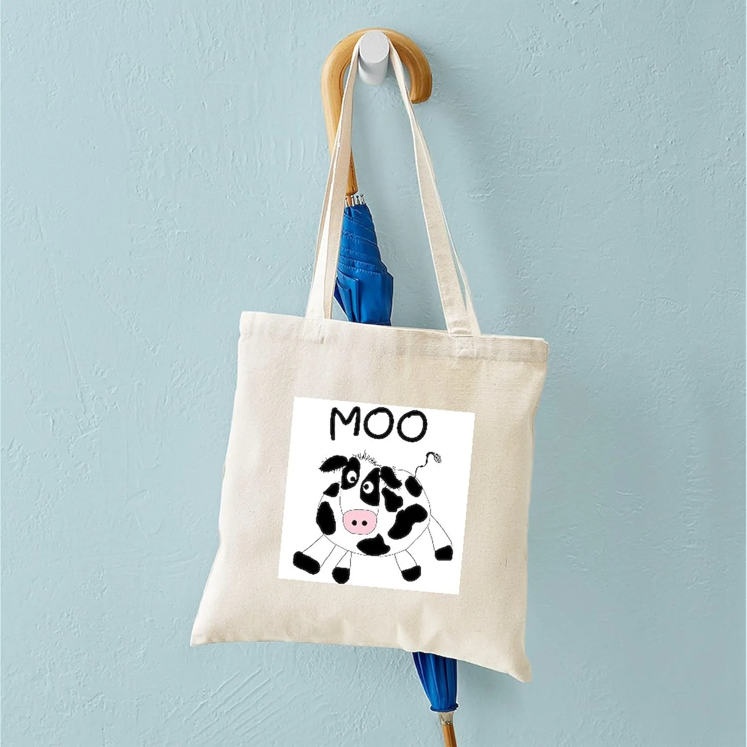 CafePress Moo Cow Tote Bag Natural Canvas Tote Bag, Reusable Shopping Bag