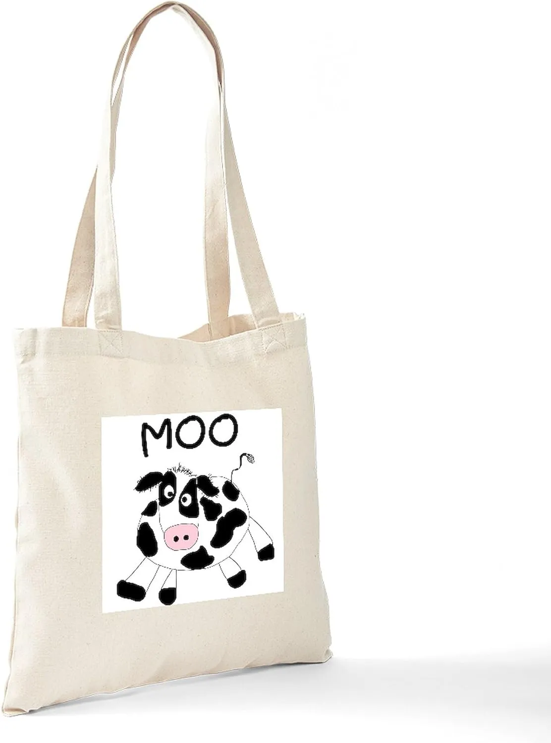 CafePress Moo Cow Tote Bag Natural Canvas Tote Bag, Reusable Shopping Bag