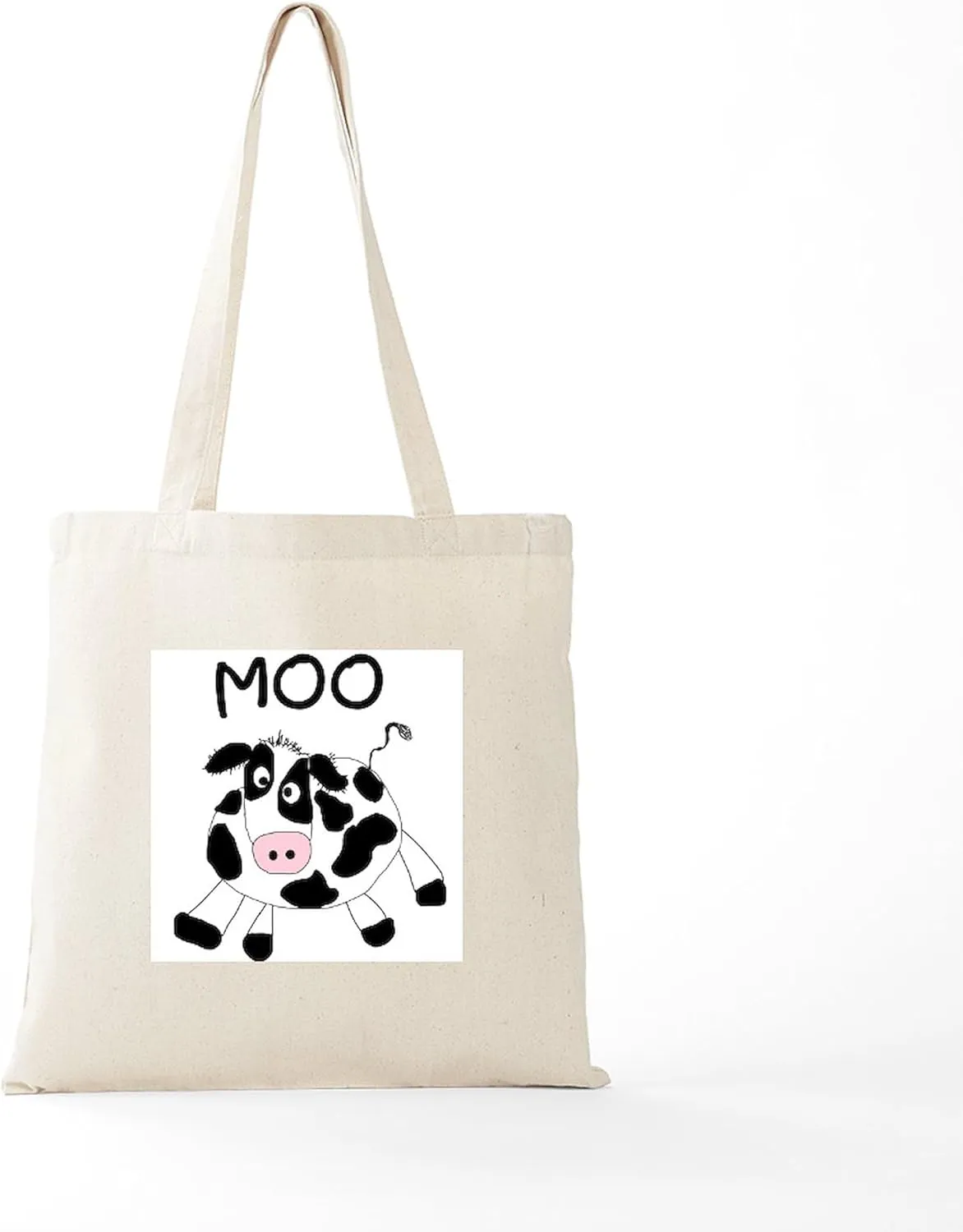 CafePress Moo Cow Tote Bag Natural Canvas Tote Bag, Reusable Shopping Bag