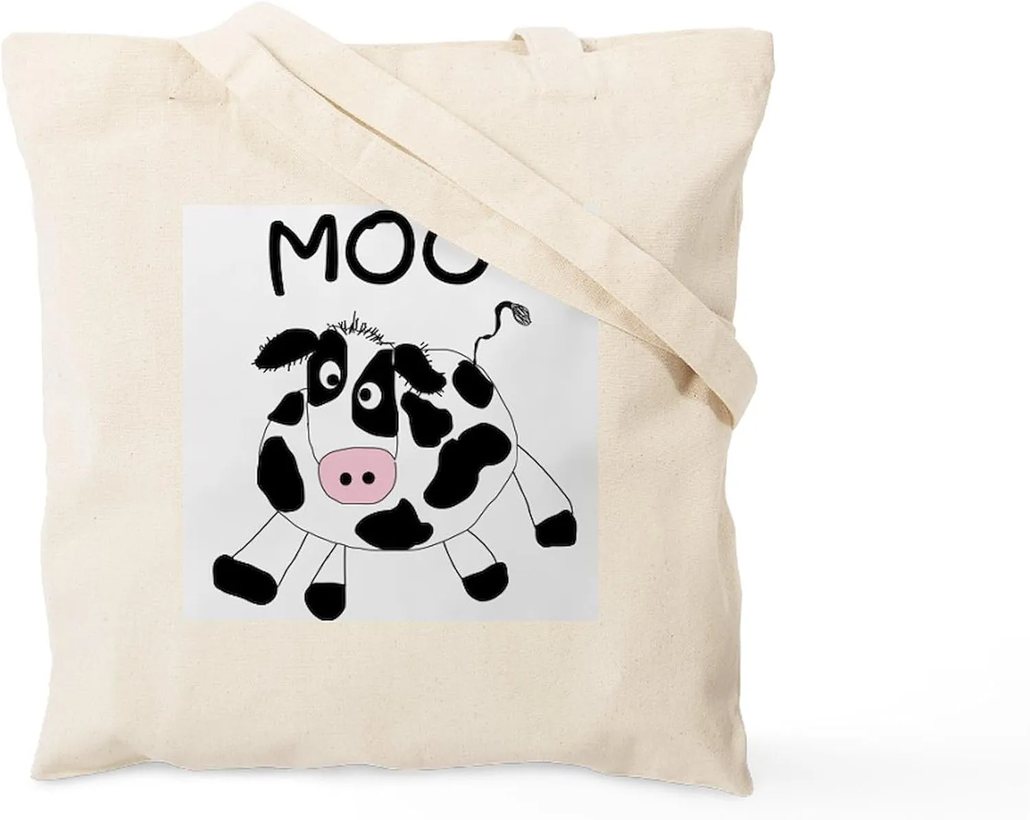 CafePress Moo Cow Tote Bag Natural Canvas Tote Bag, Reusable Shopping Bag
