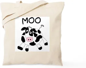 CafePress Moo Cow Tote Bag Natural Canvas Tote Bag, Reusable Shopping Bag