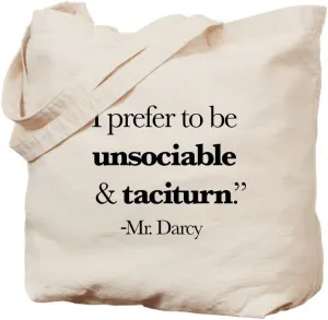 CafePress Mr Darcy I Prefer To Be Unsociable & Taci Tote Bag Natural Canvas Tote Bag, Reusable Shopping Bag