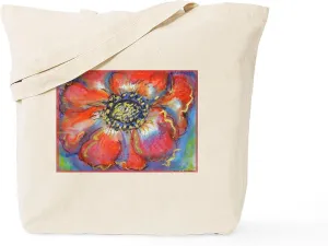 CafePress Poppy! Red Flower! Art! Tote Bag Natural Canvas Tote Bag, Reusable Shopping Bag