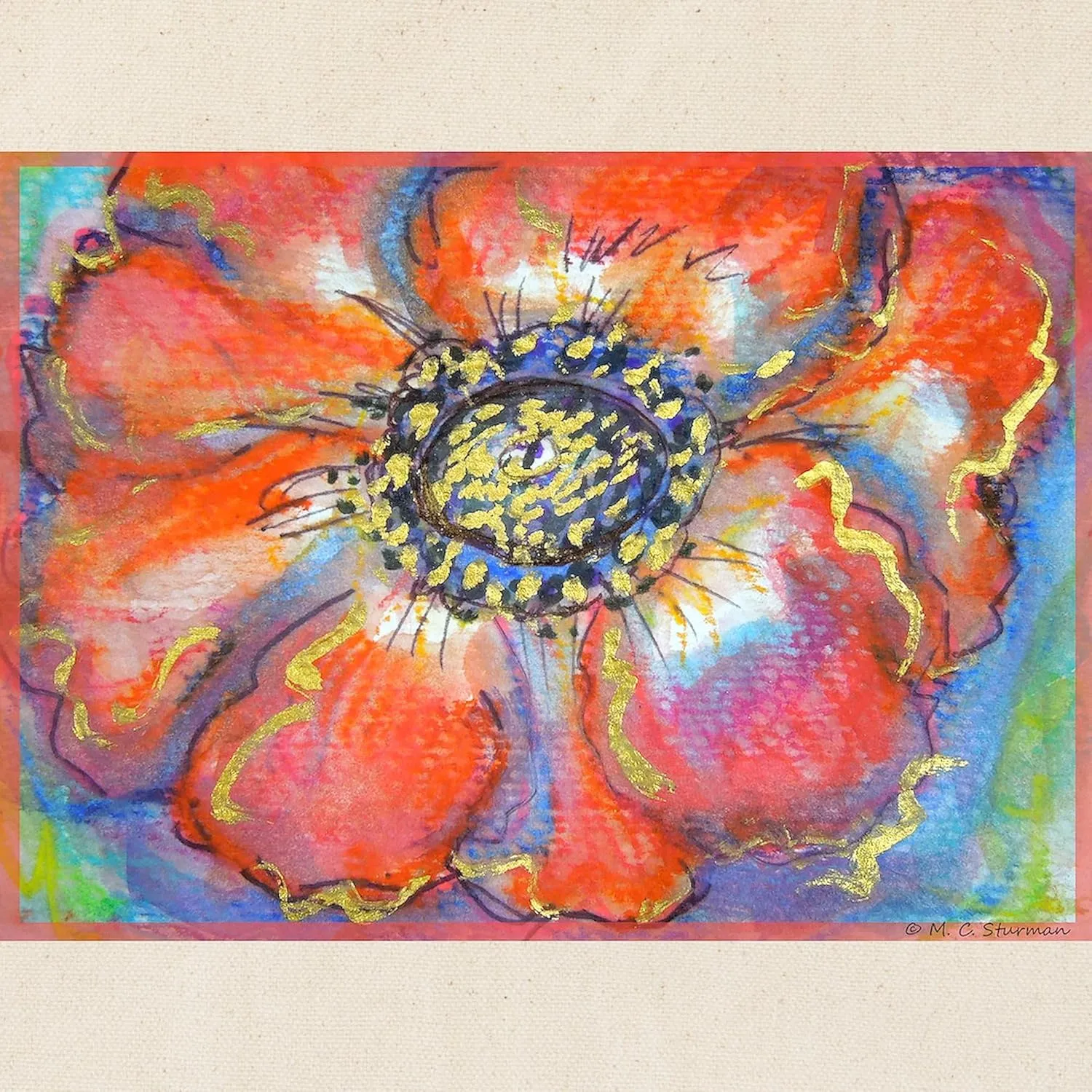 CafePress Poppy! Red Flower! Art! Tote Bag Natural Canvas Tote Bag, Reusable Shopping Bag