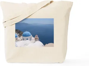 CafePress Santorini Tote Bag Natural Canvas Tote Bag, Reusable Shopping Bag