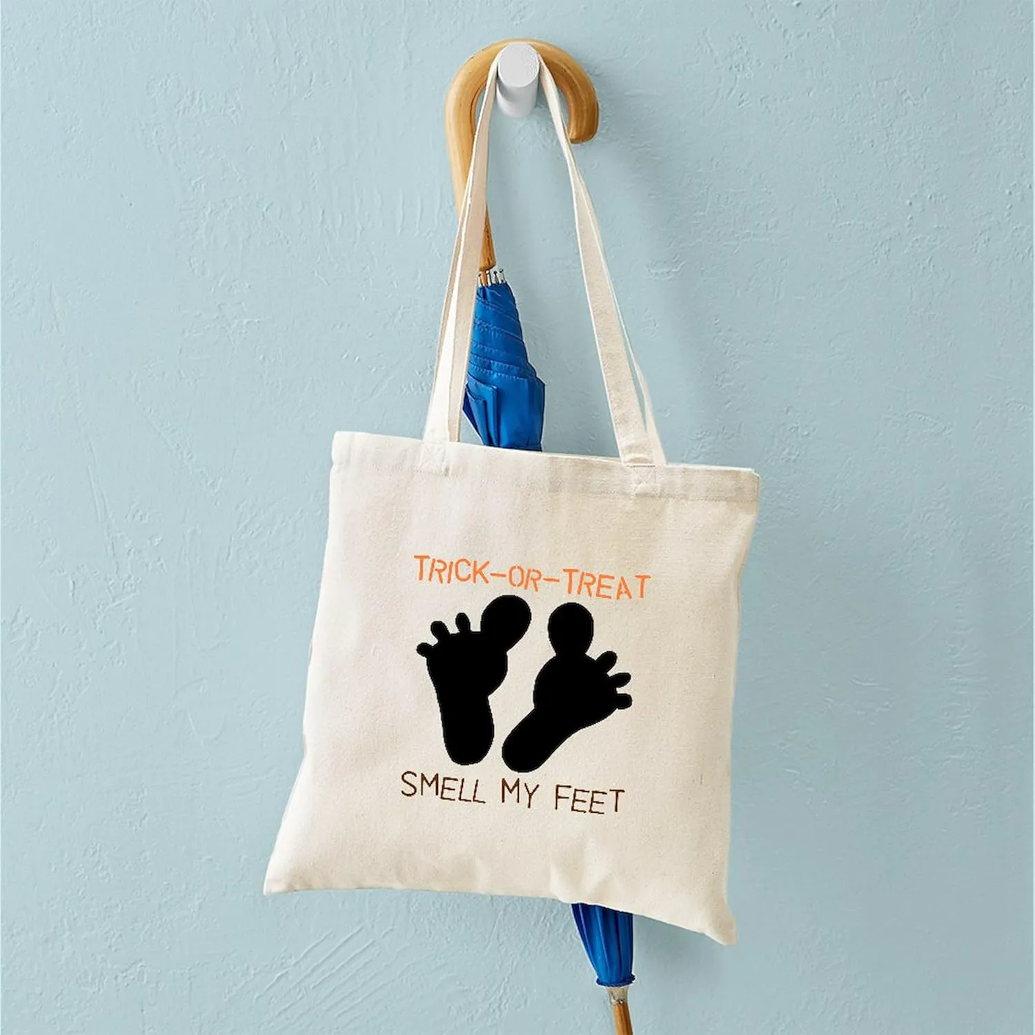 CafePress Smell My Feet Halloween Tote Bag Natural Canvas Tote Bag, Reusable Shopping Bag