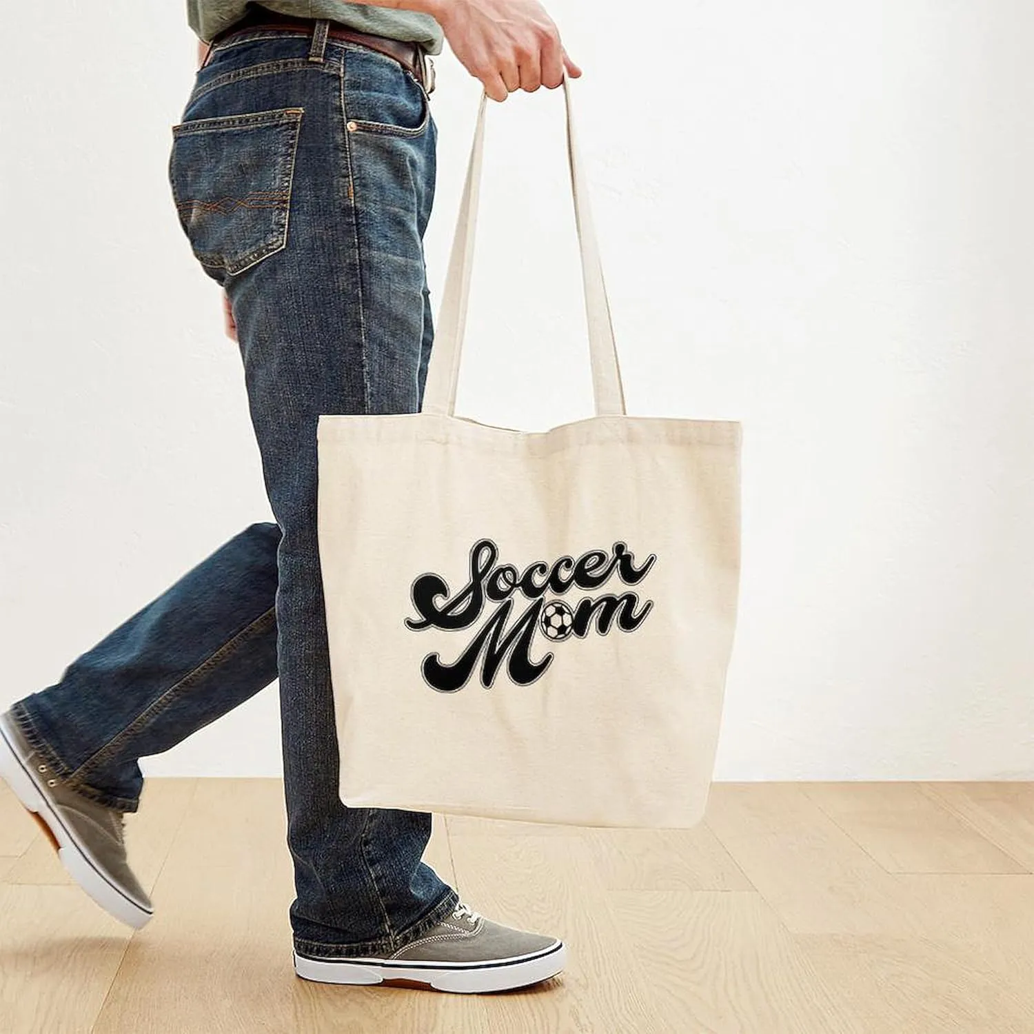 CafePress Soccer Mom Tote Bag Natural Canvas Tote Bag, Reusable Shopping Bag