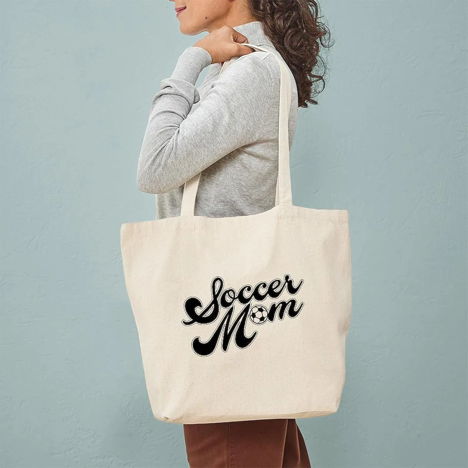 CafePress Soccer Mom Tote Bag Natural Canvas Tote Bag, Reusable Shopping Bag