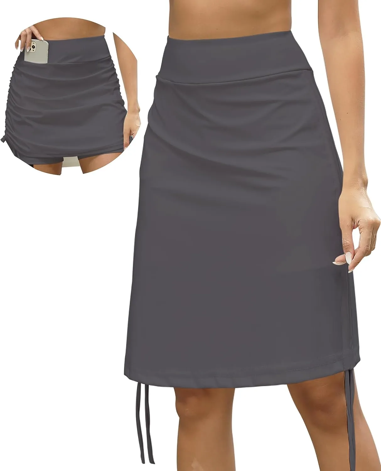 Cakulo Modest Knee Length Swim Summer Casual Skorts Skirts for Women Fashion Athletic Tennis Golf 20" Skirt Pocket