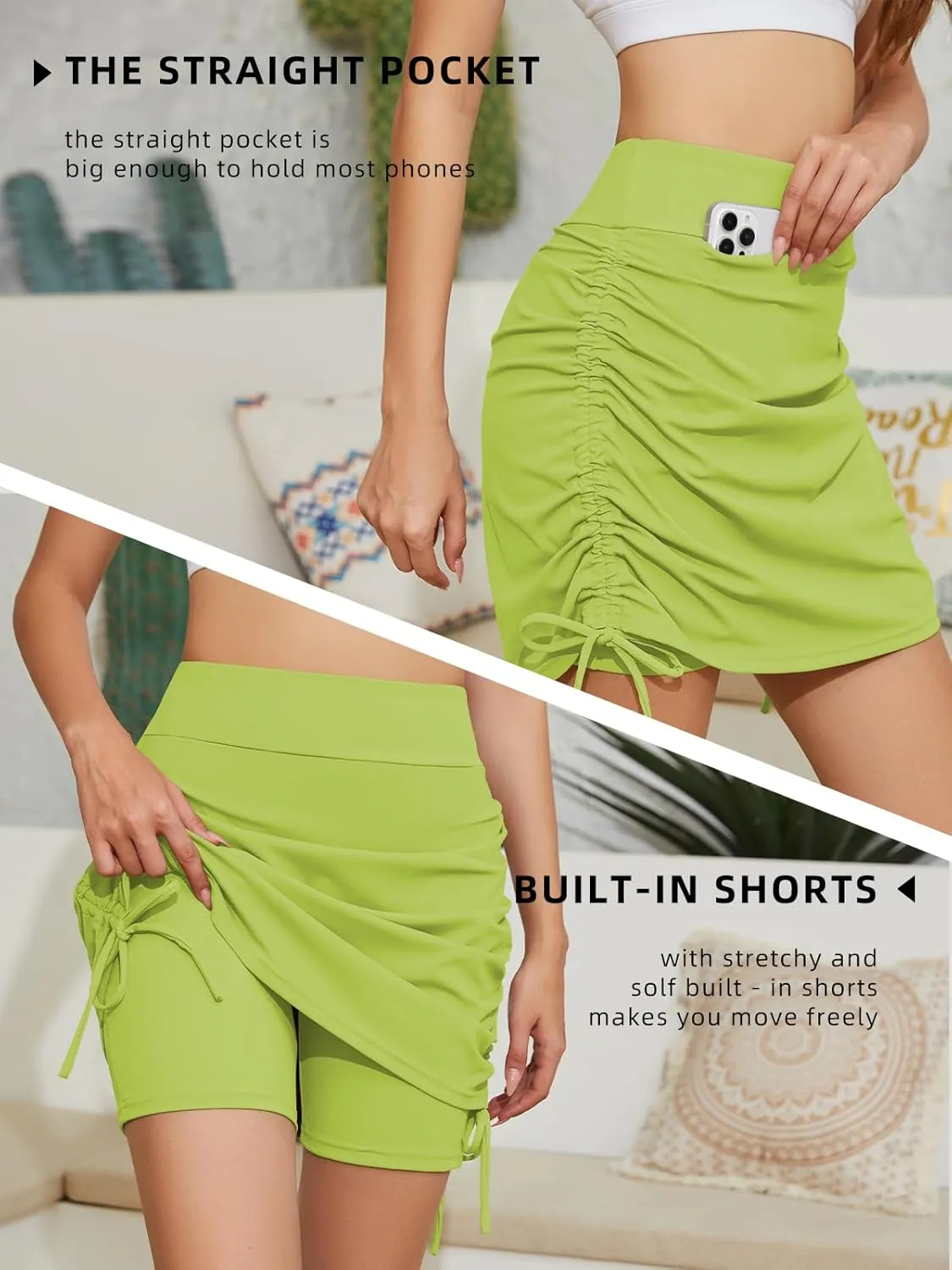 Cakulo Modest Knee Length Swim Summer Casual Skorts Skirts for Women Fashion Athletic Tennis Golf 20" Skirt Pocket