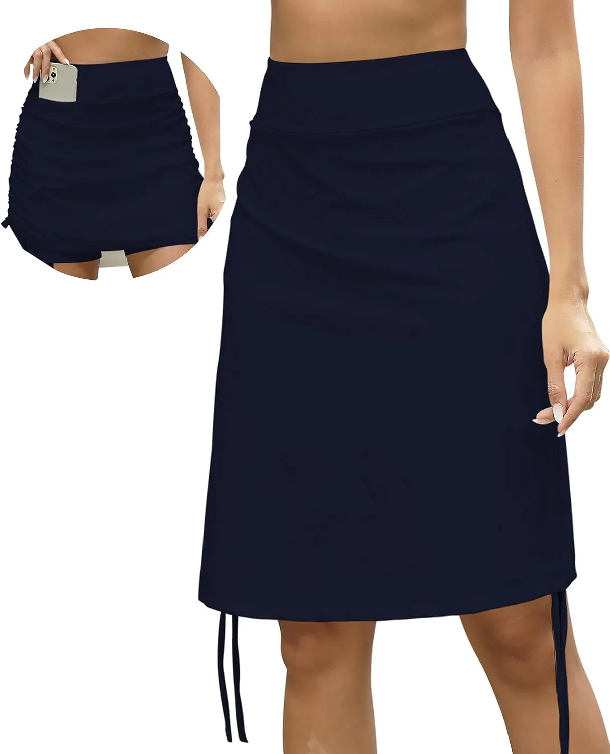 Cakulo Modest Knee Length Swim Summer Casual Skorts Skirts for Women Fashion Athletic Tennis Golf 20" Skirt Pocket