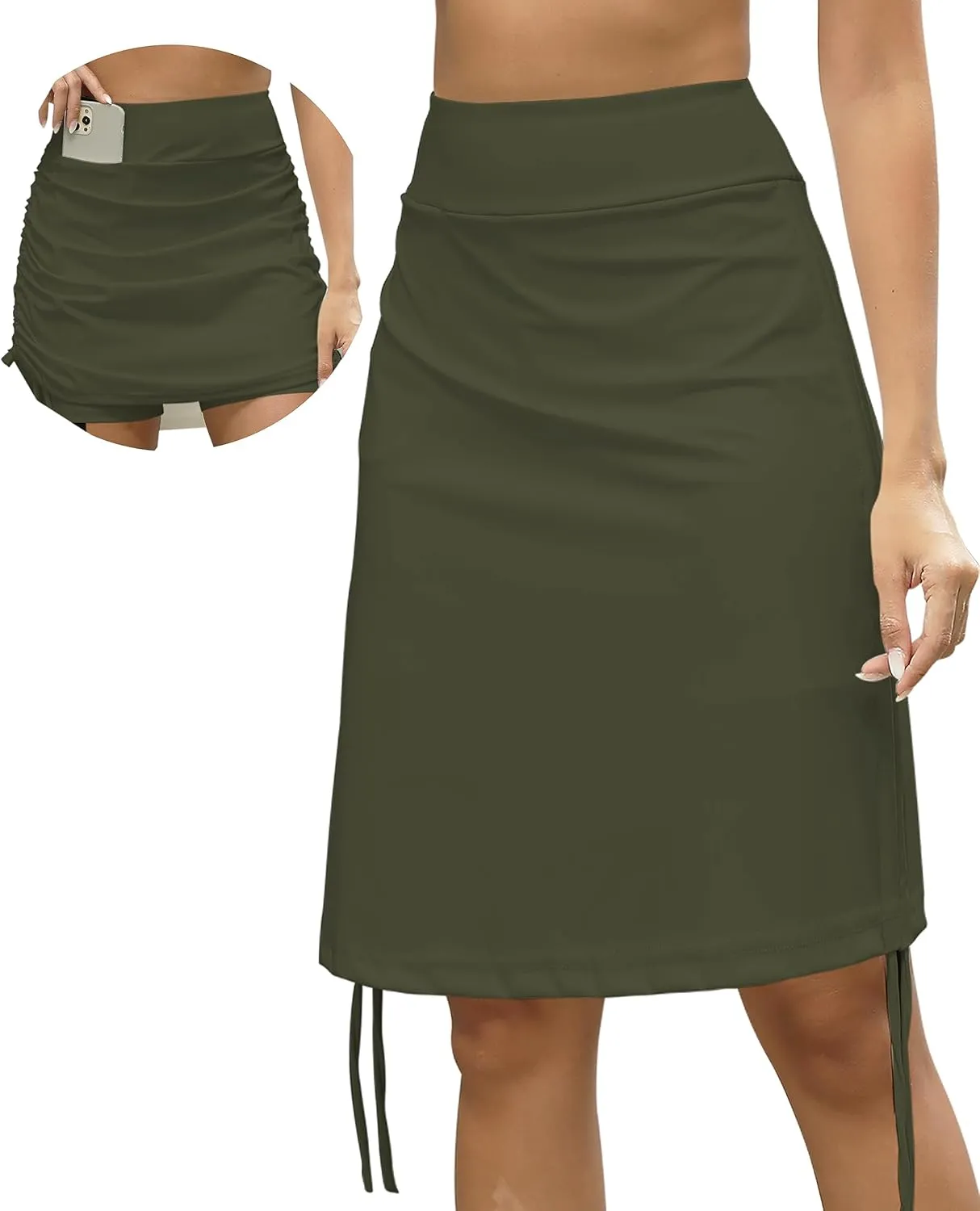 Cakulo Modest Knee Length Swim Summer Casual Skorts Skirts for Women Fashion Athletic Tennis Golf 20" Skirt Pocket