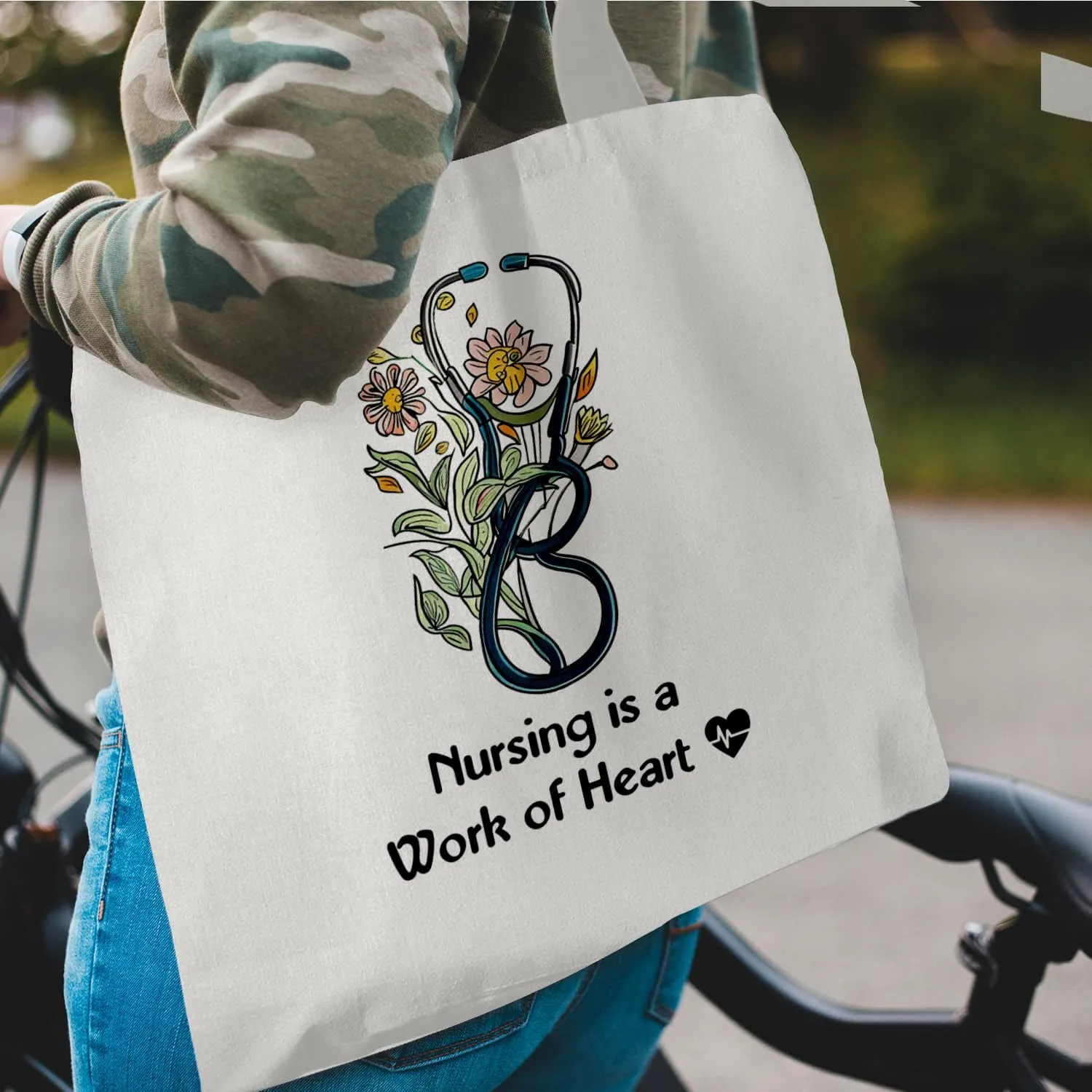 Canvas Tote Bag - Nursing Is a Work of Heart, Graduation Gifts for Women, RN LPN Nurse Practitioner Gifts