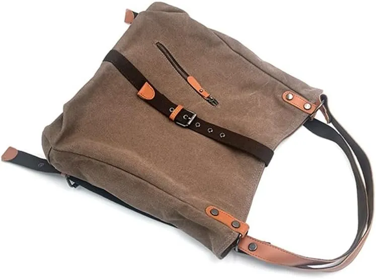 Casual Backpack Large Capacity Women's Bag Retro Bucket Bag Multi-functional Canvas Shoulder Bag