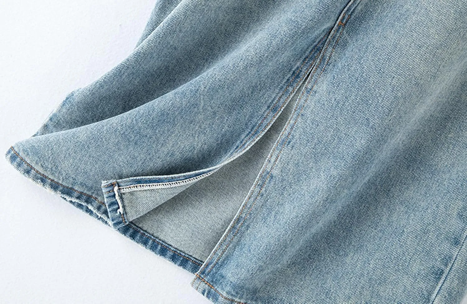 CHARTOU Women Casual Mid Long Denim Skirt Jean A Line Skirt Summer Packaged Hip High Waist Midi Denim Skirt with Slit