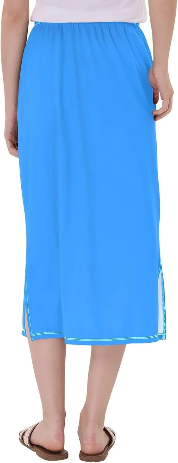 CHIFIGNO Womens Skirt Midi Length Modest Casual Skirt Pull on Midi Skirt for Cocktail Party Wedding