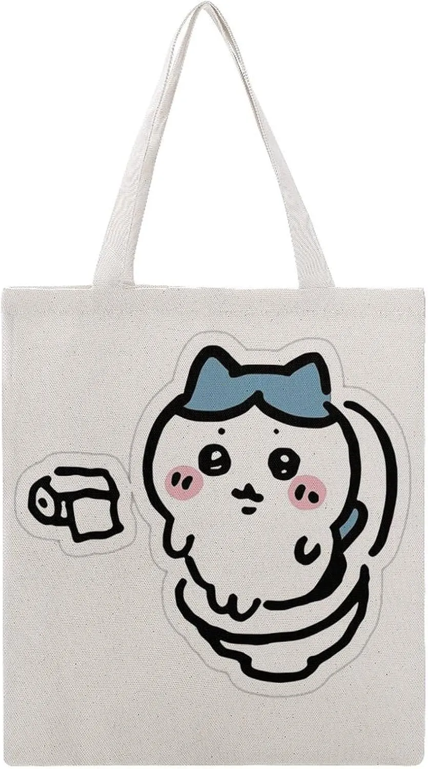 Chii-kawa Potty Merch Canvas Tote Bag Kawaii Reusable Grocery Bags Shopping Travel Bag Style 38x41cm