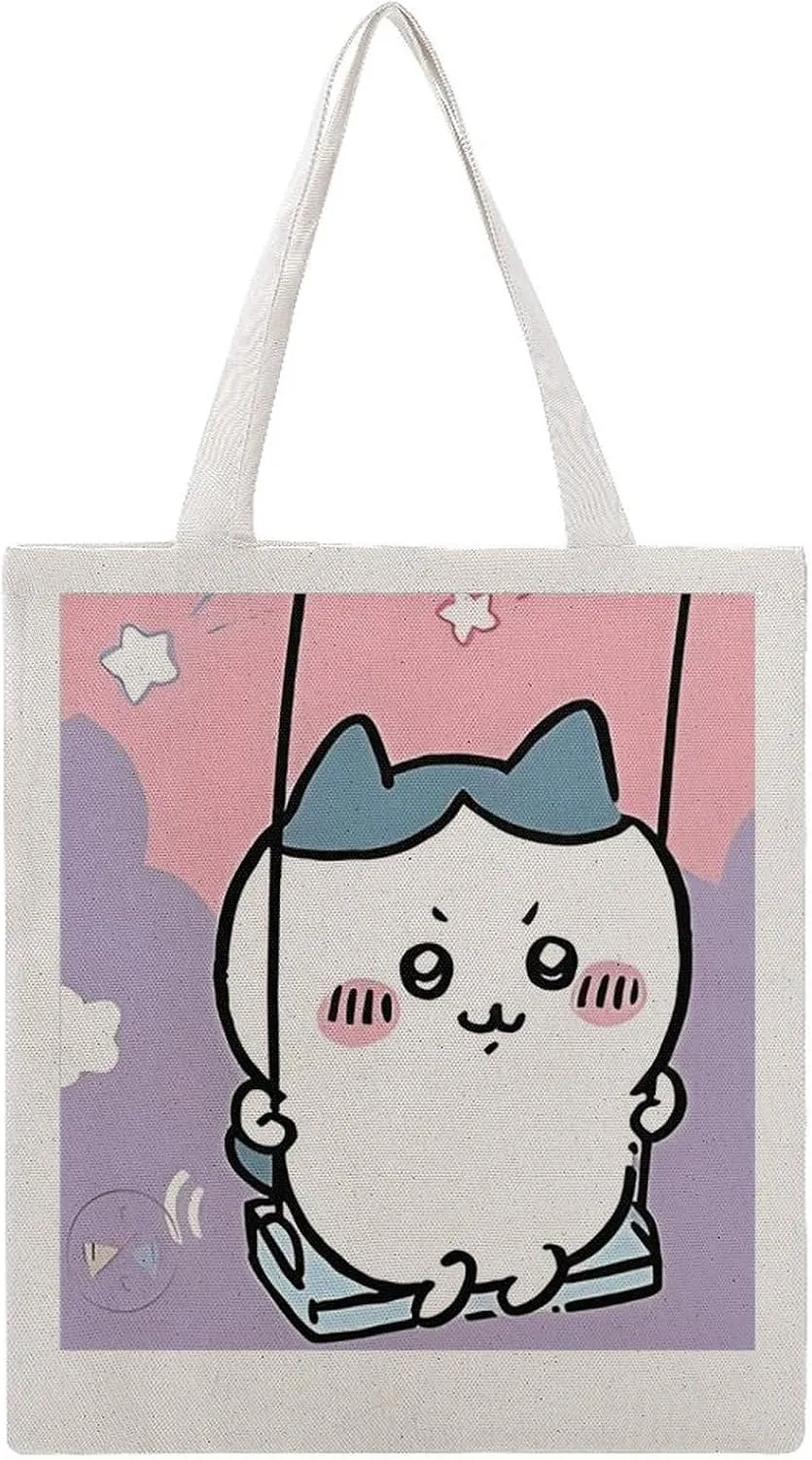 Chiikawa Hachiware Merch Canvas Tote Bag Kawaii Reusable Grocery Bags Shopping Travel Bag Style 38x41cm