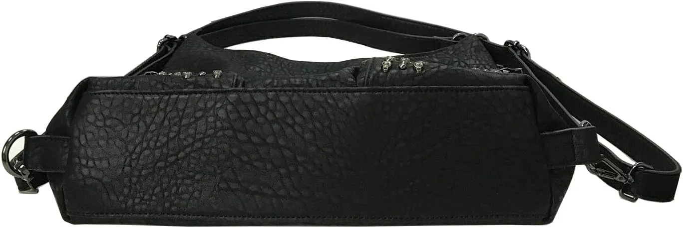 Chikencall Over-size Studded Skull Shoulder Bag for Women and Men, 3 Ways Multifunction Backpack Punk Rivet Crossbody Bags Handbag and Pursesr Bags (Black-skull)