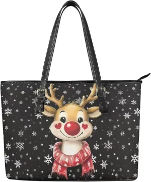 Christmas Tote Handbag for Women Functional Tote Laptop Bag for College Fashion Travel Bag Shoulder Bag