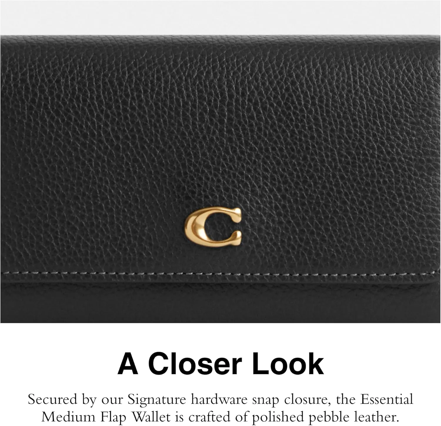 Coach Polished Pebble Leather Essential Medium Flap Wallet