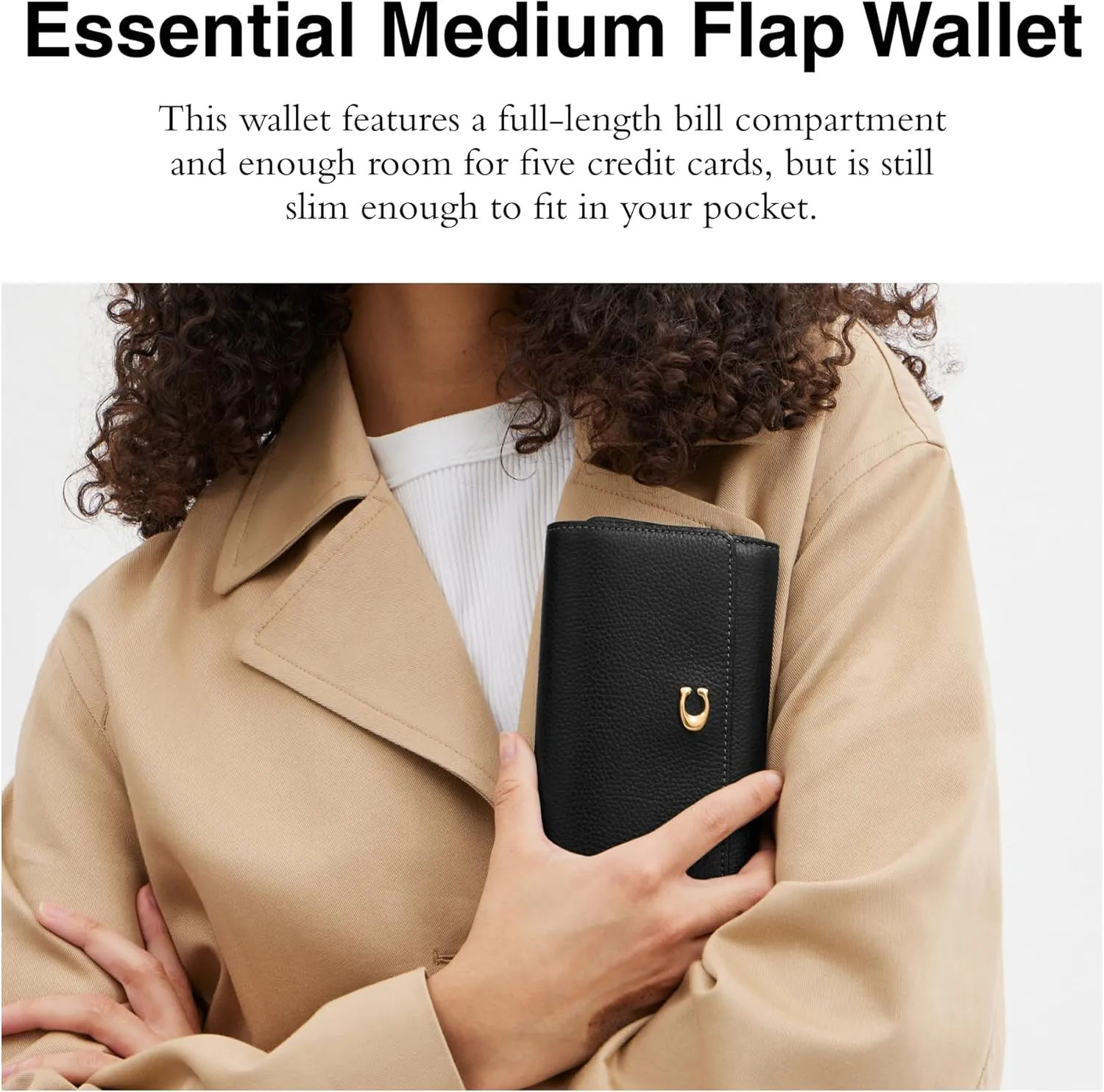 Coach Polished Pebble Leather Essential Medium Flap Wallet