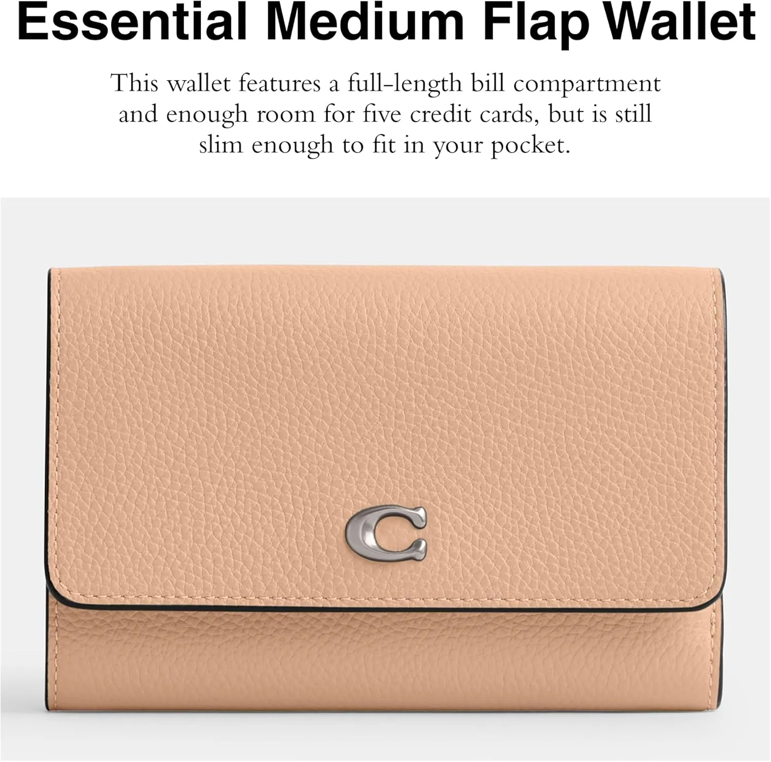 Coach Polished Pebble Leather Essential Medium Flap Wallet
