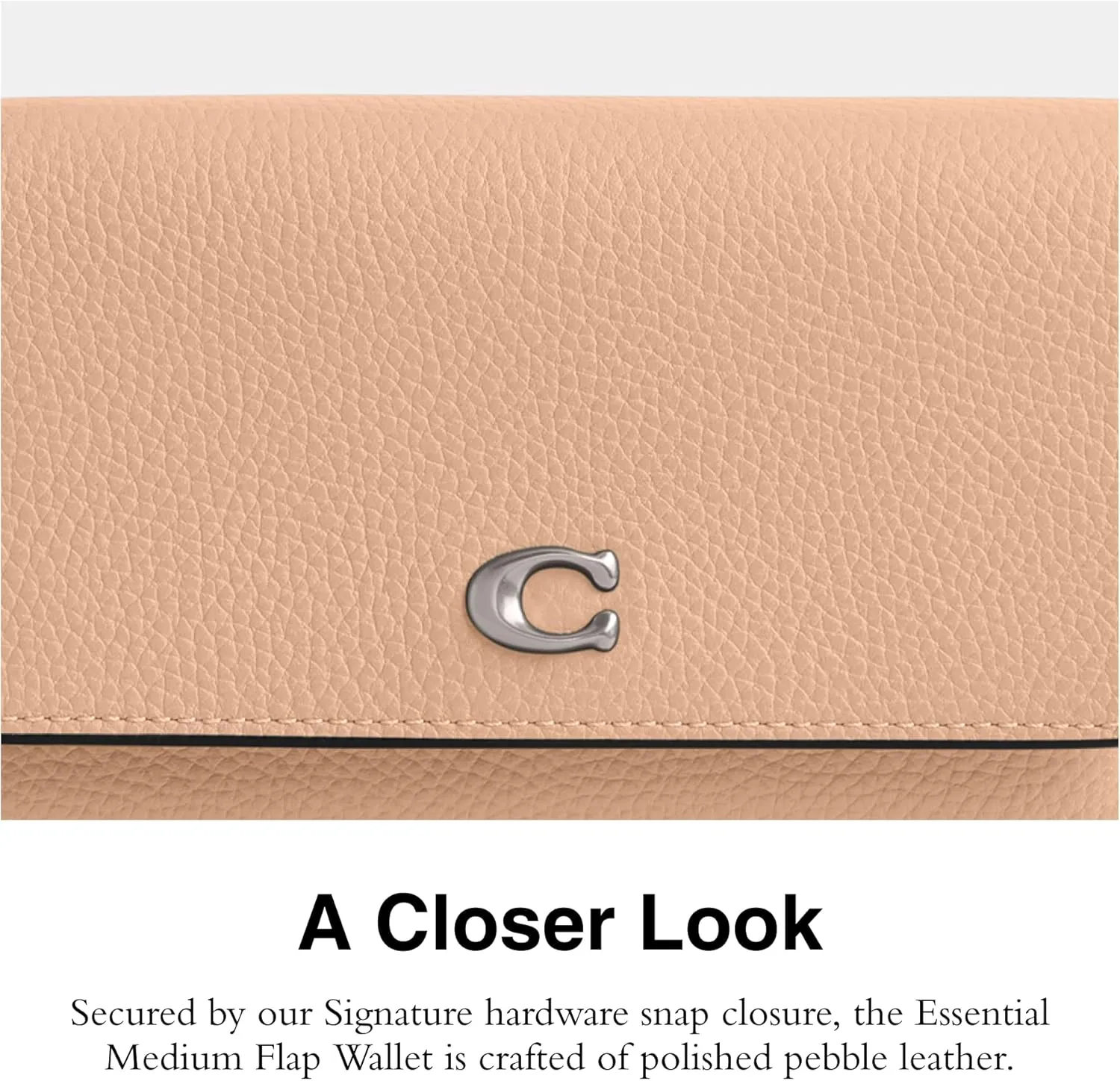 Coach Polished Pebble Leather Essential Medium Flap Wallet