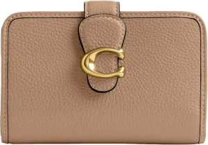 Coach Women's Polished Pebble Leather Tabby Medium Wallet, Taupe, One Size
