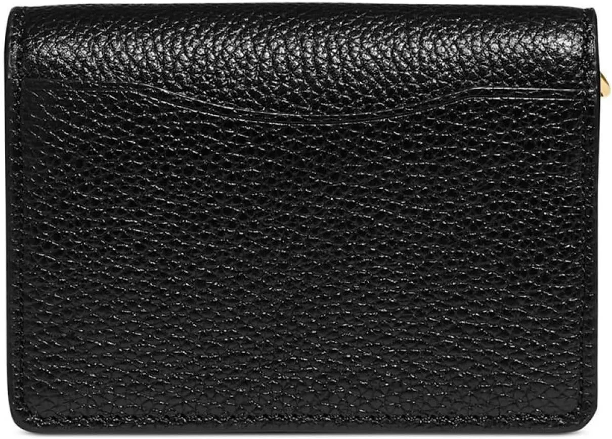 Coach Women's Polished Pebbled Leather Half Flap Card Case, Black, One Size