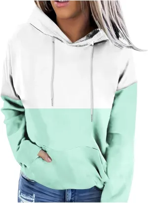 Color Block Hoodies For Women Trendy 2024 Teen Girls Fall Outfits Casual Long Sleeve Hooded Pullover Sweatshirts