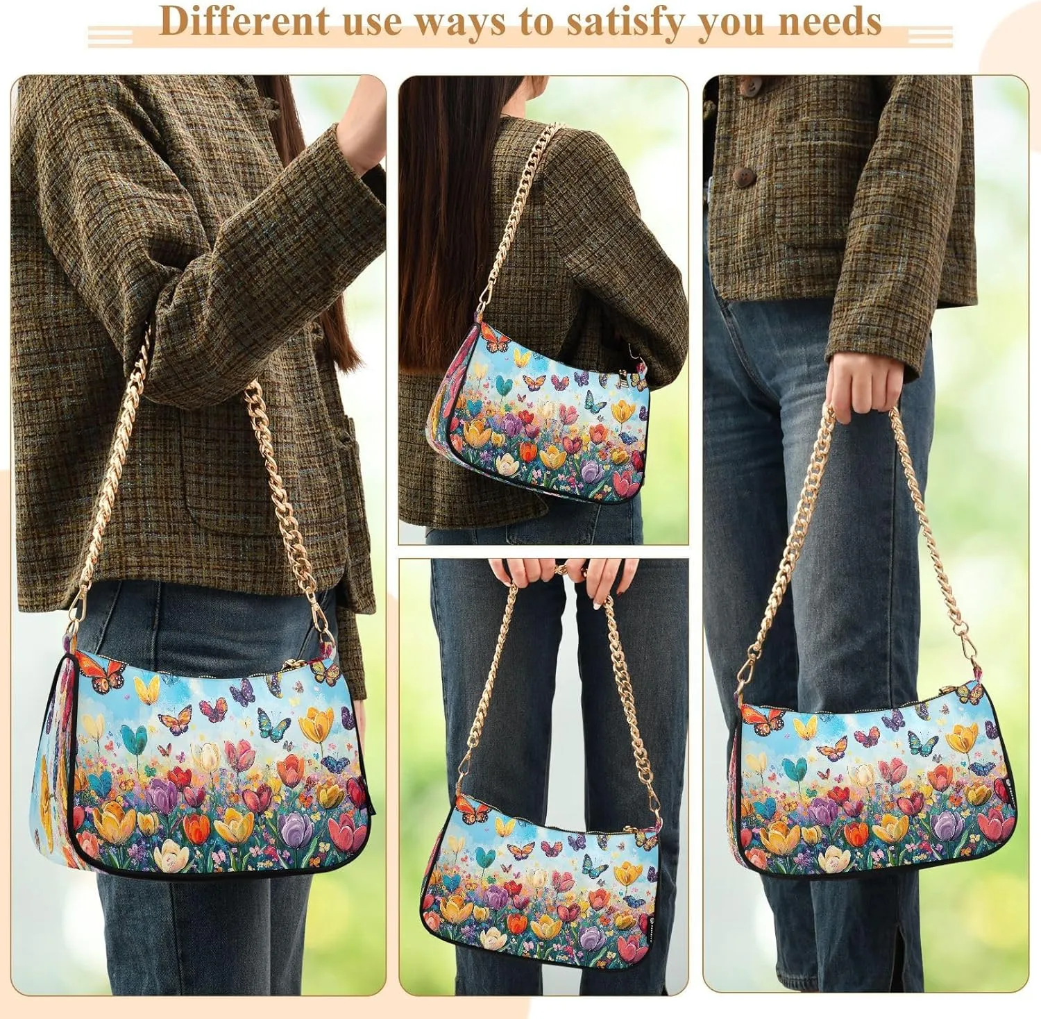 Colorful Flowers Blooming Hand Bags for Women, Crossbody Travel Bags for Women