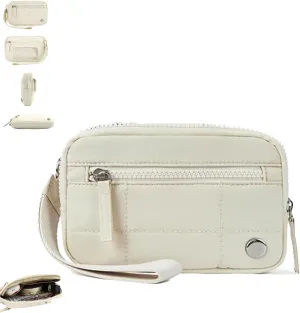 Convely Essential Wristlet,Wristlet Wallets,Compact and Practical Nylon Quilted Wallet,3Zipper Pockets