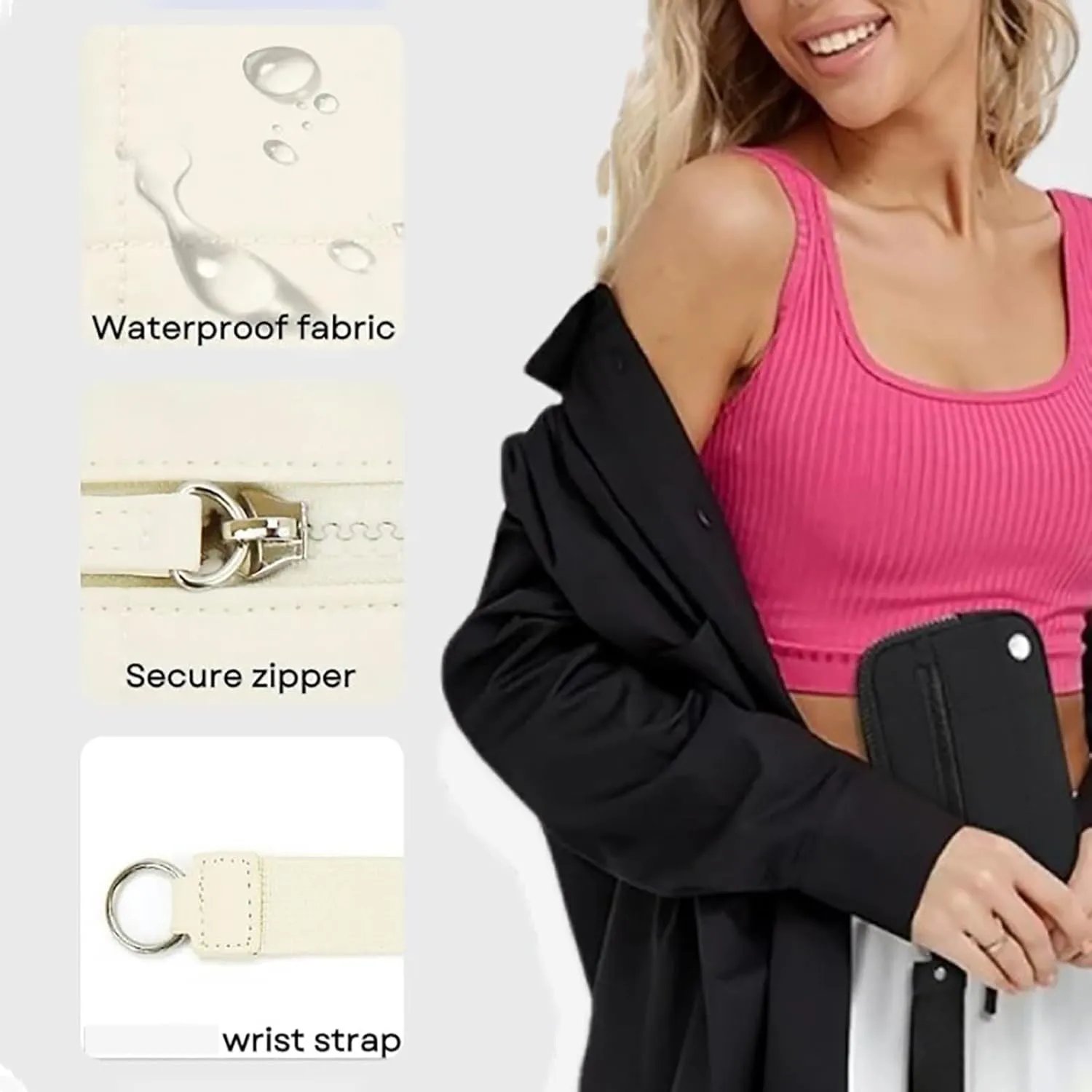 Convely Essential Wristlet,Wristlet Wallets,Compact and Practical Nylon Quilted Wallet,3Zipper Pockets
