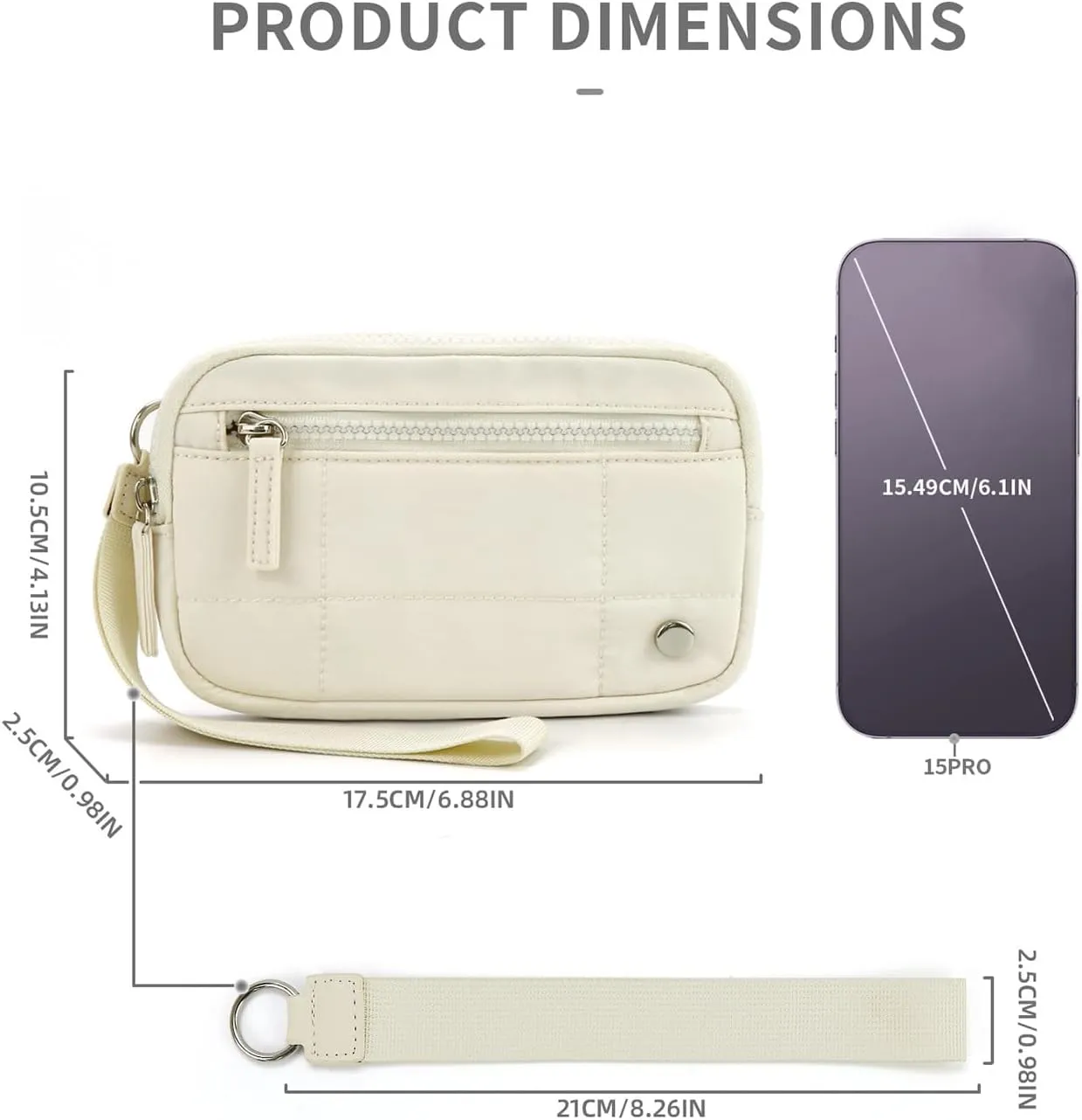 Convely Essential Wristlet,Wristlet Wallets,Compact and Practical Nylon Quilted Wallet,3Zipper Pockets