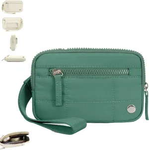 Convely Essential Wristlet,Wristlet Wallets,Compact and Practical Nylon Quilted Wallet,3Zipper Pockets