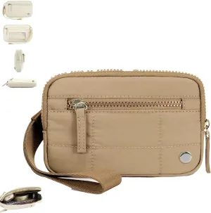 Convely Essential Wristlet,Wristlet Wallets,Compact and Practical Nylon Quilted Wallet,3Zipper Pockets
