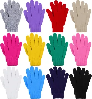 Cooraby 12 Pairs Winter Magic Gloves Stretchy Warm Knit Gloves with Mesh Storage Bag for Men or Women