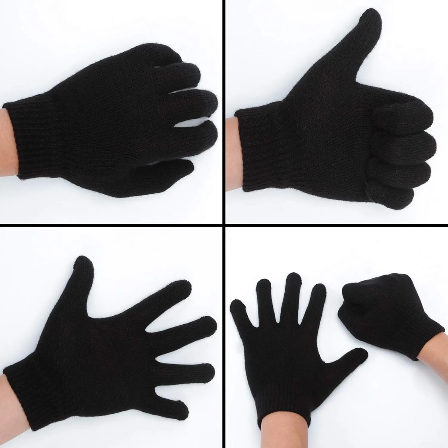 Cooraby 12 Pairs Winter Magic Gloves Stretchy Warm Knit Gloves with Mesh Storage Bag for Men or Women
