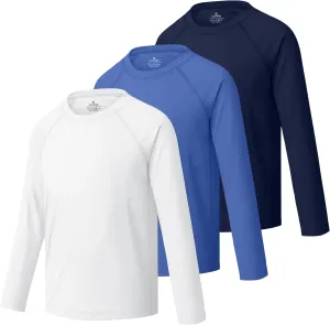 Cooraby 3 Pack Boys Swim Shirt UPF 50  Long-Sleeve Neon Rashguards Sun Protective Quick Dry Outdoor Shirt