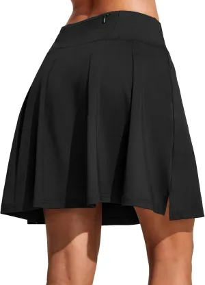 COOrun 18" Tennis Skirt Knee Length High Waist Skorts Skirts for Women Golf Pleated Built-in Shorts Skirts with Pockets