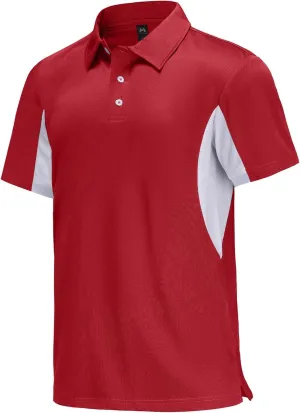Corna Men's Short Sleeve Polo Shirts L-5XL, UPF 50  Moisture Wicking Casual Performance Dry Fit Golf Shirts