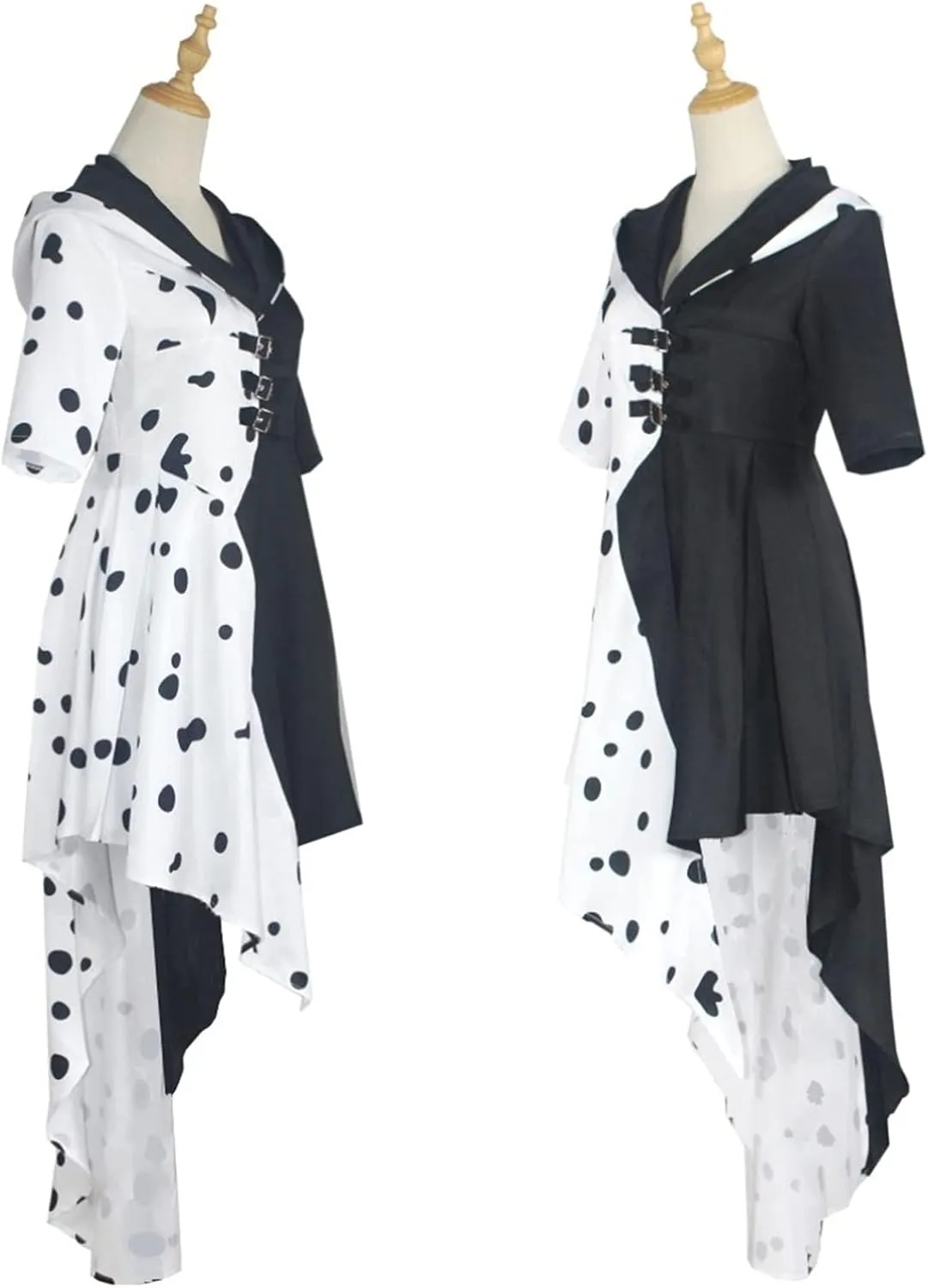 Costume Kids Black White Dress Cosplay Cloak Skirt Outfit Dalmatian Halloween Dress Girl